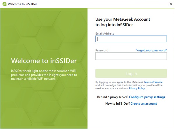 ورود به برنامه InSSIDer