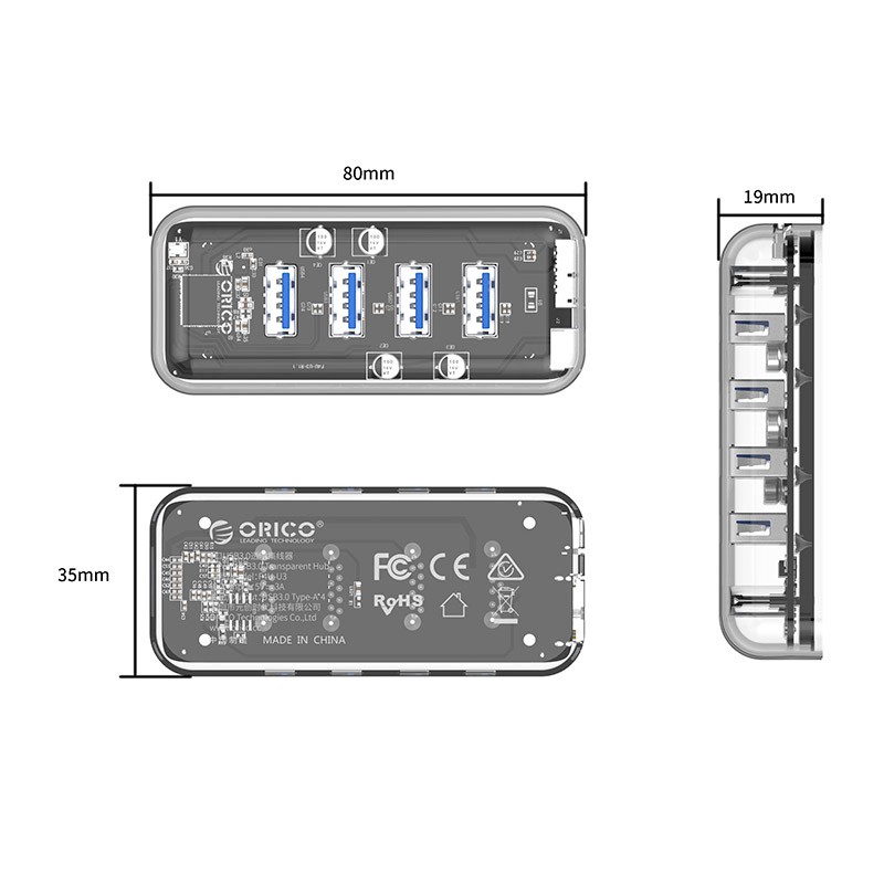 هاب 4 پورت USB 3.0 اوریکو F4U-U3