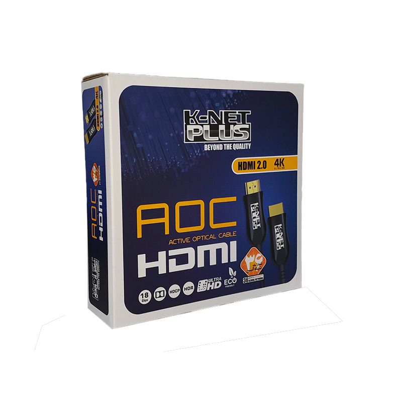 کابل HDMI 4K ورژن 2.0 فیبر نوری کی نت پلاس مدل KP-CHAOC800 طول 80 متر