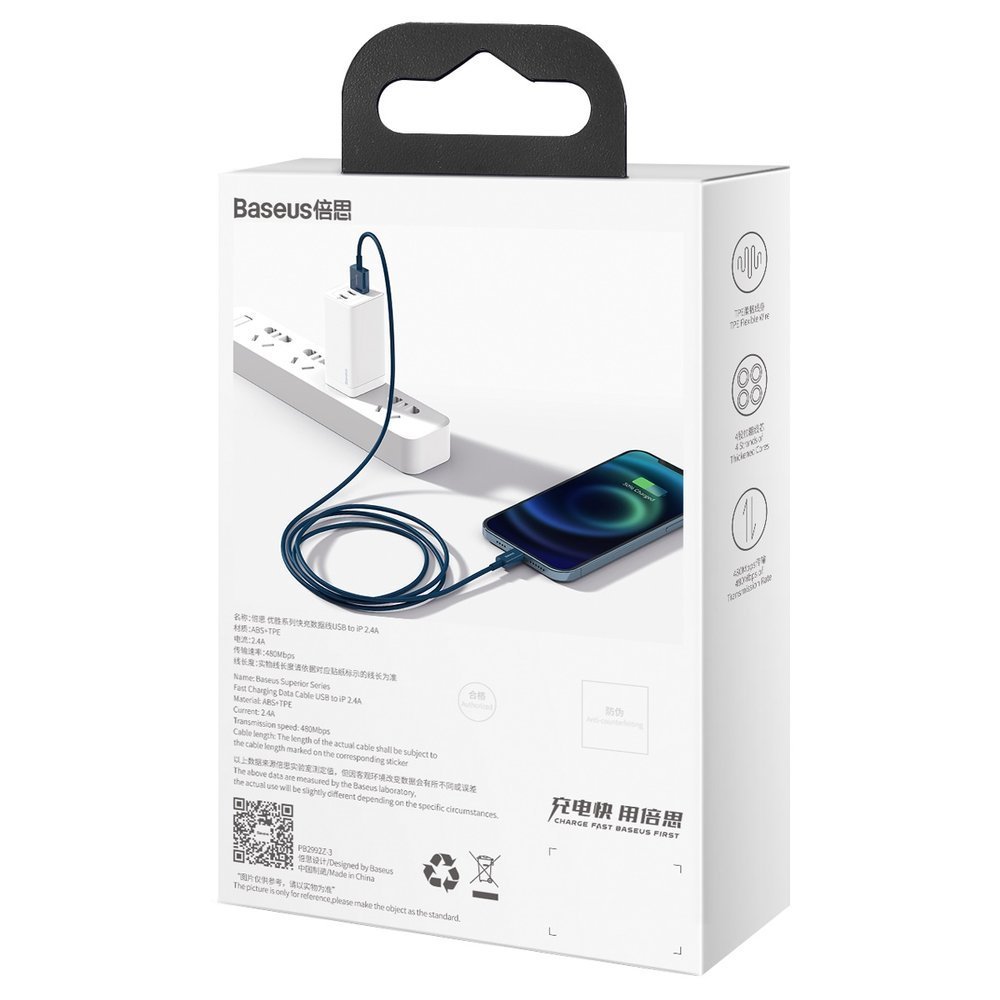 کابل شارژ Lightning باسئوس CALYS-A03 طول 1 متر