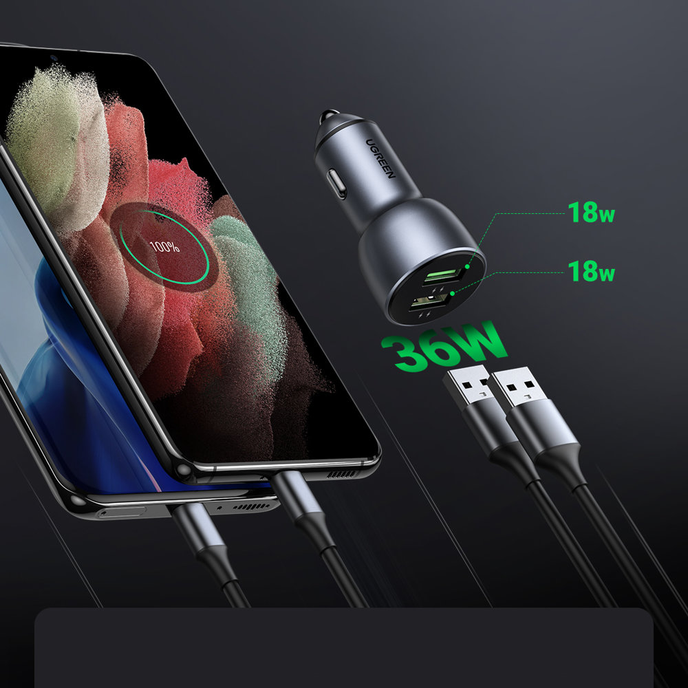شارژر فندکی یوگرین 36W مدل CD213 10144