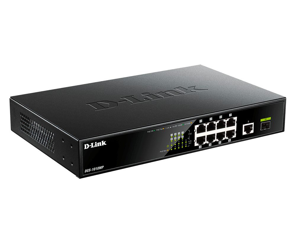 سوئیچ شبکه 10 پورت POE گیگابیت دی لینک مدل DGS-1010MP