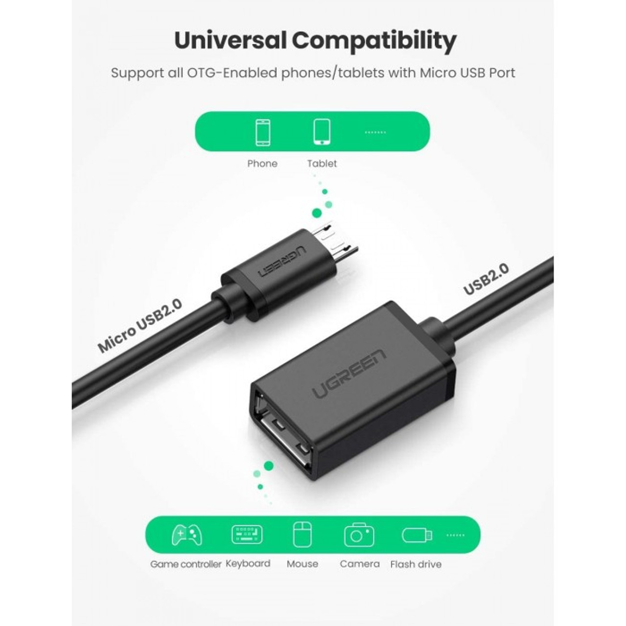 تبدیل Micro USB - OTG به USB 2.0 یوگرین مدل US133 10396