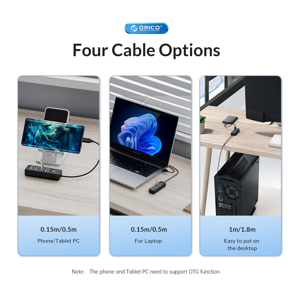 هاب 3 پورت USB 3.0 اوریکو مدل PWC2U-U3