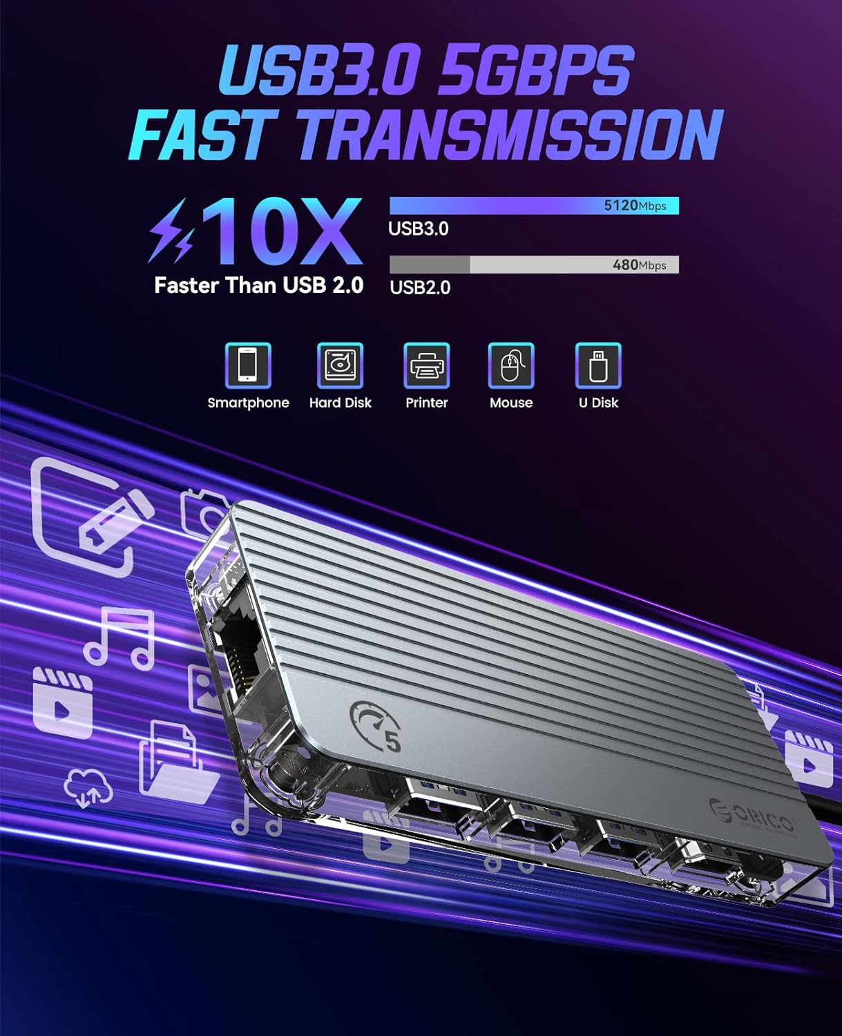 داک استیشن 6 پورت اوریکو مدل WB-6RJ-V1