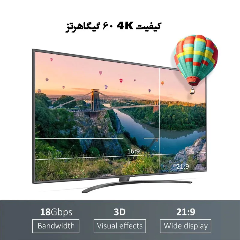 کابل HDMI 4K ورژن 2.0 لنشن مدل HH20 طول 50 سانتی متر