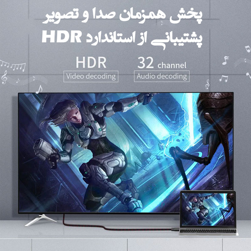 کابل HDMI 4K ورژن 2.0 لنشن مدل HH20 طول 1 متر