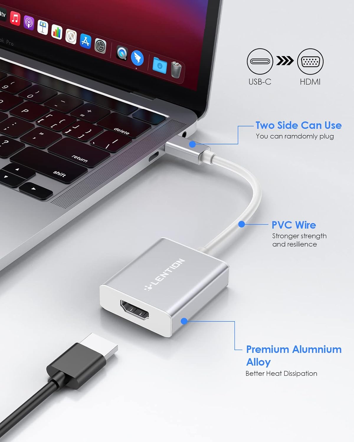 مبدل Type-c به HDMI لنشن مدل UC-4KHDM
