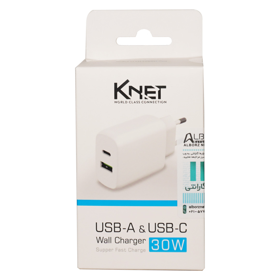 شارژر دیواری 30w کی نت مدل K-WCUAUC30W