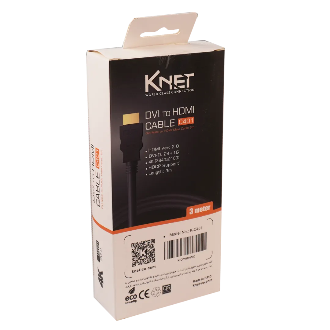مبدل DVI به HDMI کی نت مدل K-CDVI2HD30 طول 3 متری