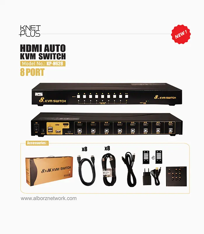 کی وی ام سوئیچ 8 پورت HDMI کی نت پلاس مدل KP-SWKH408