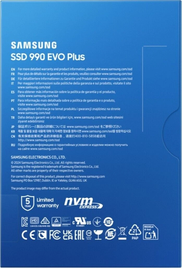 حافظه اس اس دی M.2 NVMe سامسونگ مدل 990 EVO Plus ظرفیت 2 ترابایت